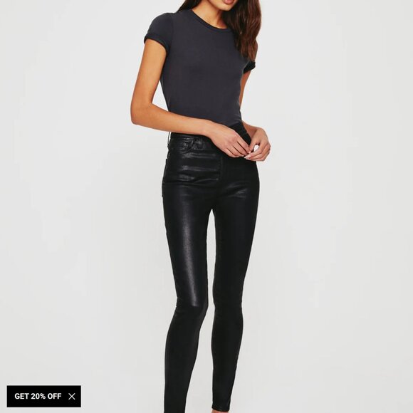 AG Jeans super skinny MILA - in Super Black leatherette - NWT - Picture 1 of 4